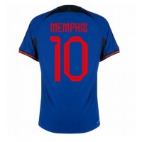 Camiseta Países Bajos Memphis Depay #10 Segunda Equipación Replica Mundial 2022 mangas cortas